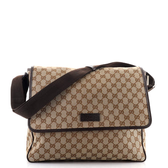Gucci Web Strap Flap Messenger GG Canvas Medium
