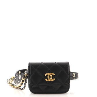 Chanel Black Quilted Goatskin Punk Chain Mini Belt Bag Leather ref.614282 -  Joli Closet