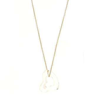 Tiffany & Co. Elsa Peretti Open Heart Pendant Necklace 18K Yellow Gold with Rock Crystal