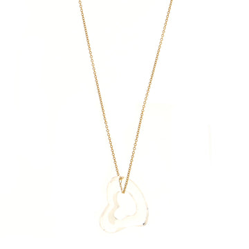 Tiffany & Co. Elsa Peretti Open Heart Pendant Necklace 18K Yellow Gold with Rock Crystal