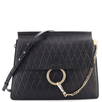 Chloe Faye Shoulder Bag Embossed Leather Medium