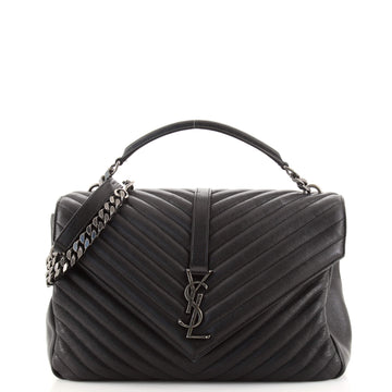 Saint Laurent Classic Monogram College Bag Matelasse Chevron Leather Large