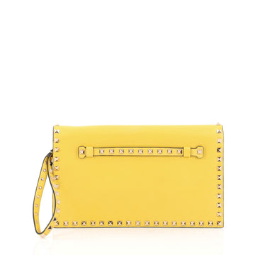 Valentino Rockstud Flap Clutch Leather yellow