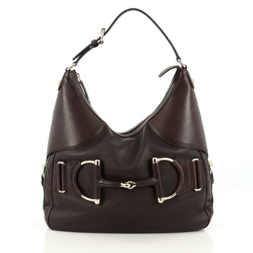 Gucci Web Horsebit Heritage Hobo Leather Medium Brown