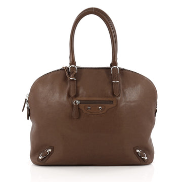 Balenciaga Carousel Bowling Bag Classic Studs Leather Large Brown