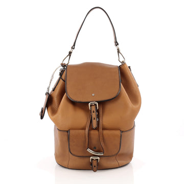 Burberry Front Pocket Bucket Bag Leather Medium Brown