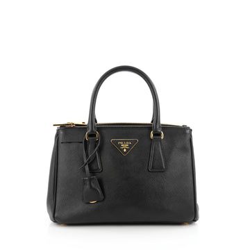 Prada Double Zip Lux Tote Saffiano Leather Mini Black