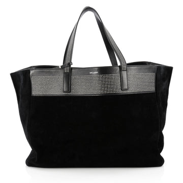Saint Laurent Reversible East West Shopper Tote Studded Leather and Suede Black