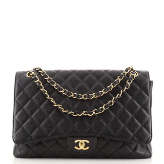 Chanel Classic Single Flap Bag Quilted Caviar Maxi