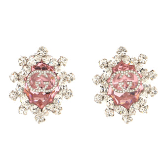 Gucci Interlocking G Cluster Clip-On Earrings Metal with Crystals