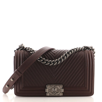 Chanel Boy Flap Bag Chevron Calfskin Old Medium