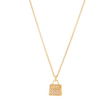 Hermes Kelly Amulette Pendant Necklace 18K Rose Gold and Diamonds
