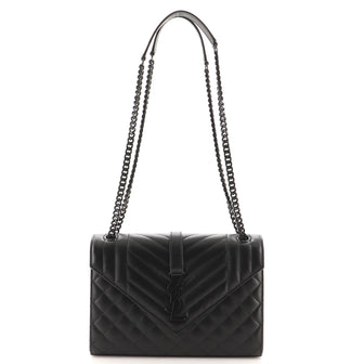 Saint Laurent Classic Monogram Envelope Satchel Mixed Matelasse Leather Medium