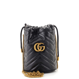 Gucci GG Marmont Bucket Bag Matelasse Leather Mini