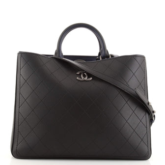 Chanel Convertible Shopping Tote Quilted Calfskin Large
