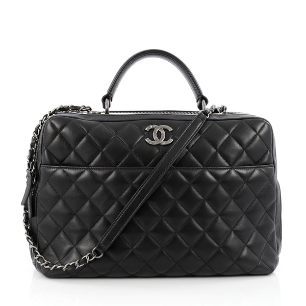 Chanel Vintage Bowling Shoulder Bag Black Leather
