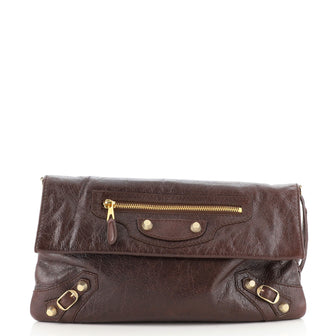 Balenciaga Giant Studs Envelope Strap Clutch Leather