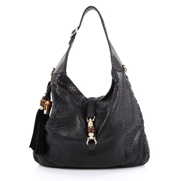 Gucci New Jackie Handbag Python Large Black