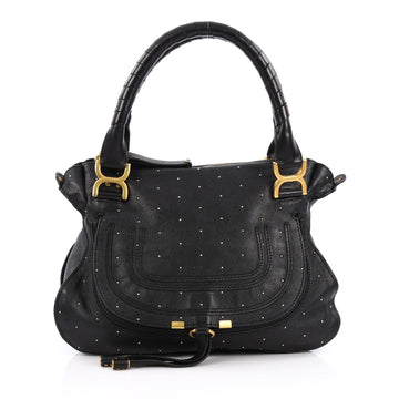 Chloe Marcie Satchel Studded Leather Medium Black