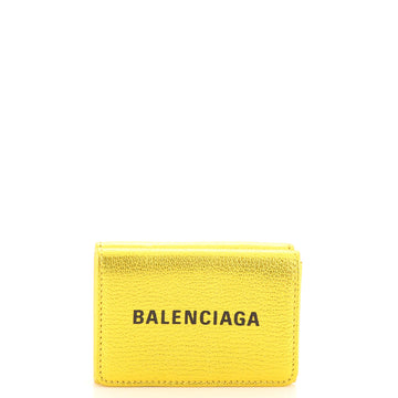 Balenciaga Logo Trifold Wallet Metallic Leather