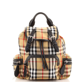 Burberry Rucksack Backpack House Check Canvas with Leather Small