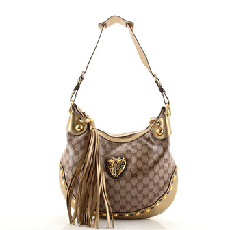 Gucci Babouska Heart Hobo GG Coated Canvas Large