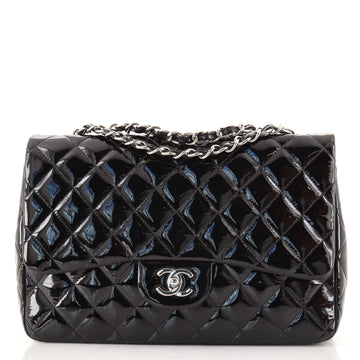 Chanel Vintage Classic Single Flap Bag Quilted Patent Jumbo