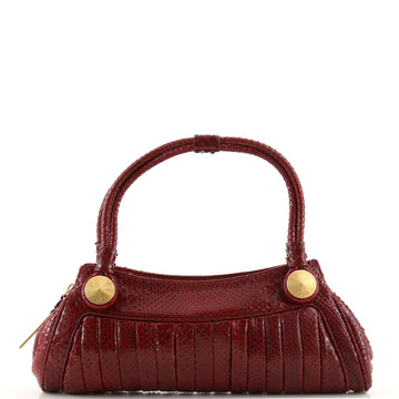 Fendi Vintage Zip Shoulder Bag Vertical Quilted Python Small