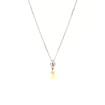 Mikimoto Morning Dew Pendant Necklace 18K White Gold with Diamonds and Akoya Cultured Pearl 8mm