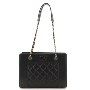 Chanel Mademoiselle Vintage Shopping Tote Quilted Sheepskin Small