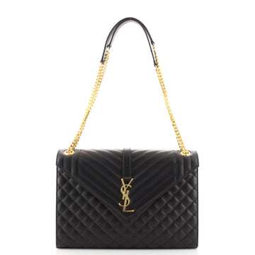 Saint Laurent Classic Monogram Envelope Satchel Mixed Matelasse Leather Large