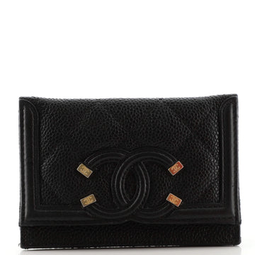 Chanel Filigree Card Holder Quilted Caviar