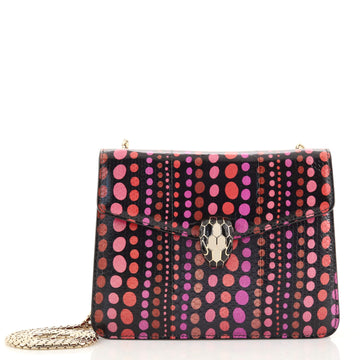 Bvlgari Serpenti Forever Square Shoulder Bag Printed Snakeskin Small