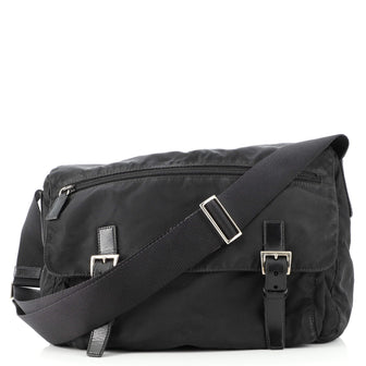Prada Zip Buckle Messenger Bag Tessuto Medium