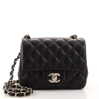 Chanel Square Classic Single Flap Bag Quilted Lambskin Mini