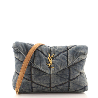Saint Laurent LouLou Puffer Shoulder Bag Quilted Vintage Denim Mini