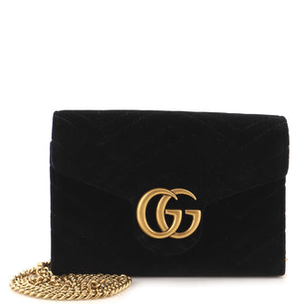Gucci GG Marmont Chain Wallet Matelasse Velvet Mini