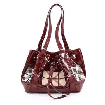 Burberry Armored Warrior Beaton Bag Plate Nova Check Coated Canvas Baby Red