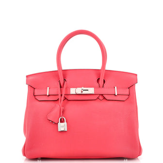 Birkin Handbag Bougainvillea Togo with Palladium Hardware 30