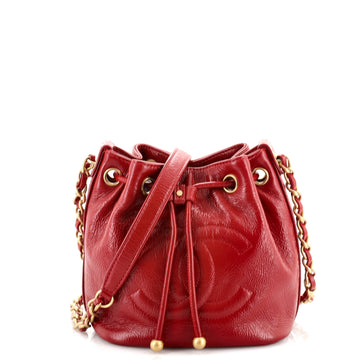 Chanel CC Drawstring Bucket Bag Shiny Aged Calfskin Small