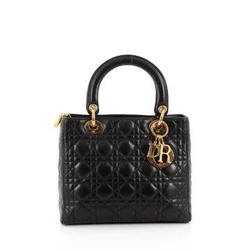 Christian Dior Lady Dior Handbag Cannage Quilt Lambskin Medium