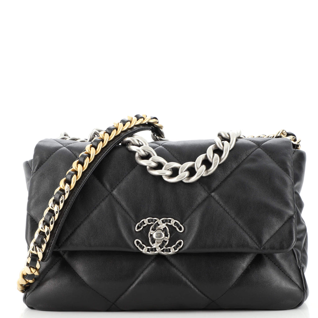 Chanel 19 Flap Bag Quilted Lambskin Large Black 1574131