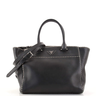 Prada Twin Pocket Tote Stitched City Calf Medium