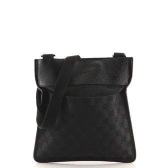 Gucci Vintage Flat Messenger Bag GG Canvas and Leather Small