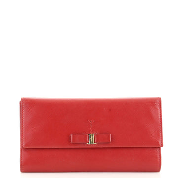Salvatore Ferragamo Vara Bow Continental Wallet Leather