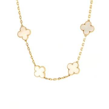 Van Cleef & Arpels Vintage Alhambra 10 Motifs Necklace 18K Yellow Gold and Mother of Pearl