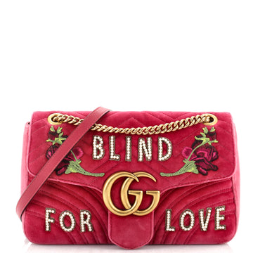 Gucci GG Marmont Flap Bag Embroidered Matelasse Velvet Medium