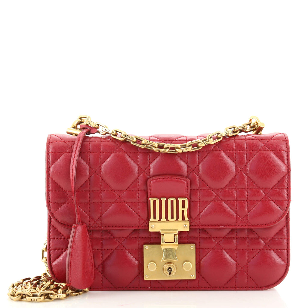 Christian Dior Dioraddict Flap Bag Cannage Quilt Lambskin Small Red 1574961