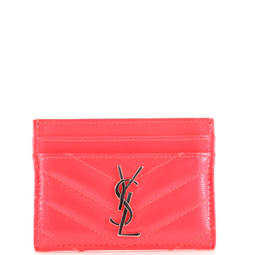 Saint Laurent Classic Monogram Card Holder Matelasse Chevron Patent