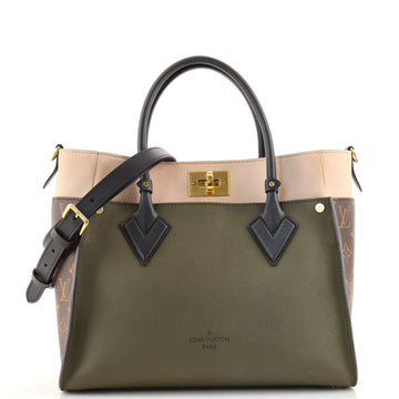 Louis Vuitton On My Side Tote Leather with Monogram Canvas MM